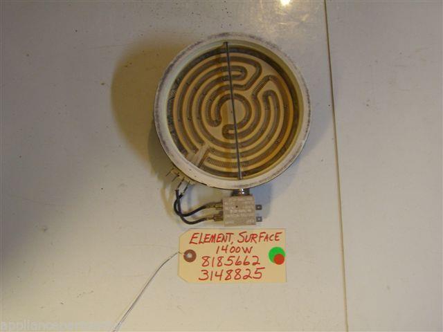 WHIRLPOOL STOVE 8185662 3148825 Element, Surface 1400W USED PART WHIRLPOOL STOVE 8185662 3148825 Element, Surface 1400W USED PART